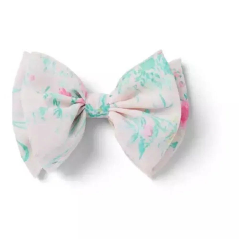 Janie and Jack Bunny Pink floral bow barrette New with tags one size